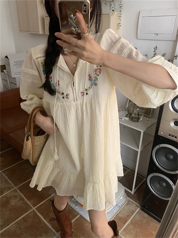 【dress】ランタンスリーブ花柄ワンピース G20348