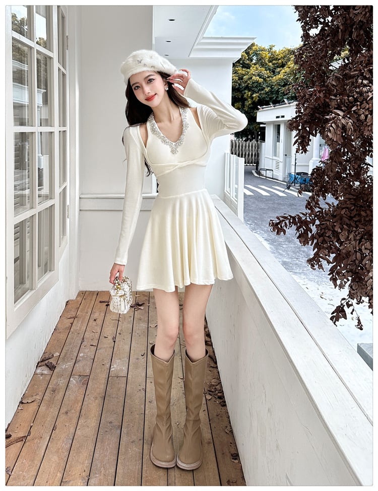 【dress】ビジューデートワンピース　M27418