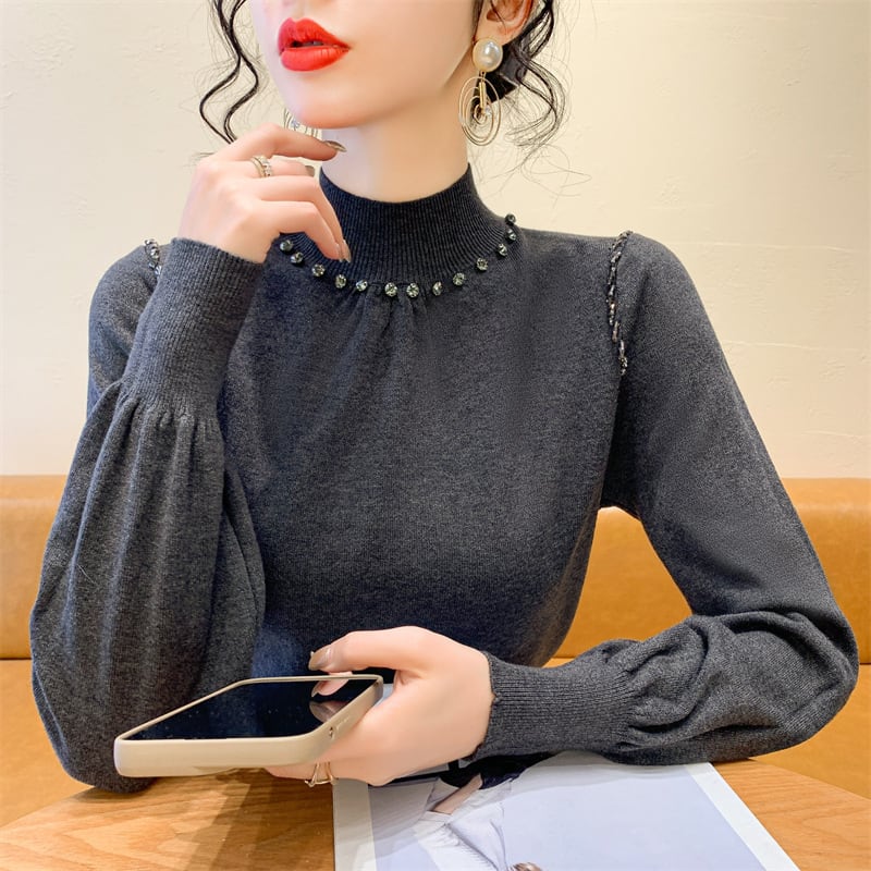 【tops】ビジューニットトップス　M27840