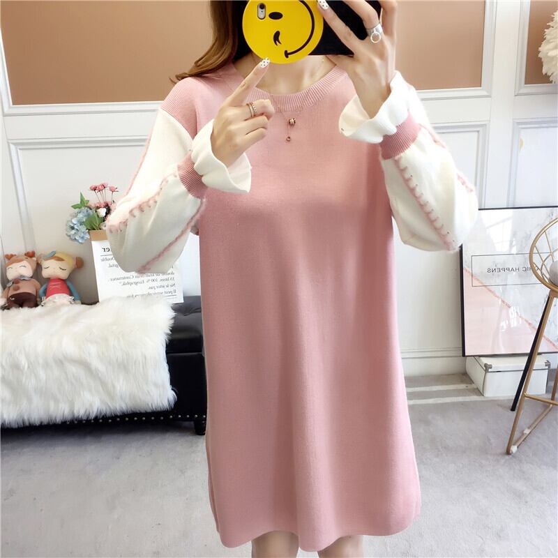 【dress】美人度アップ!気質満点スウィートスカラップスリーブ厚手ニットワンピース G3284