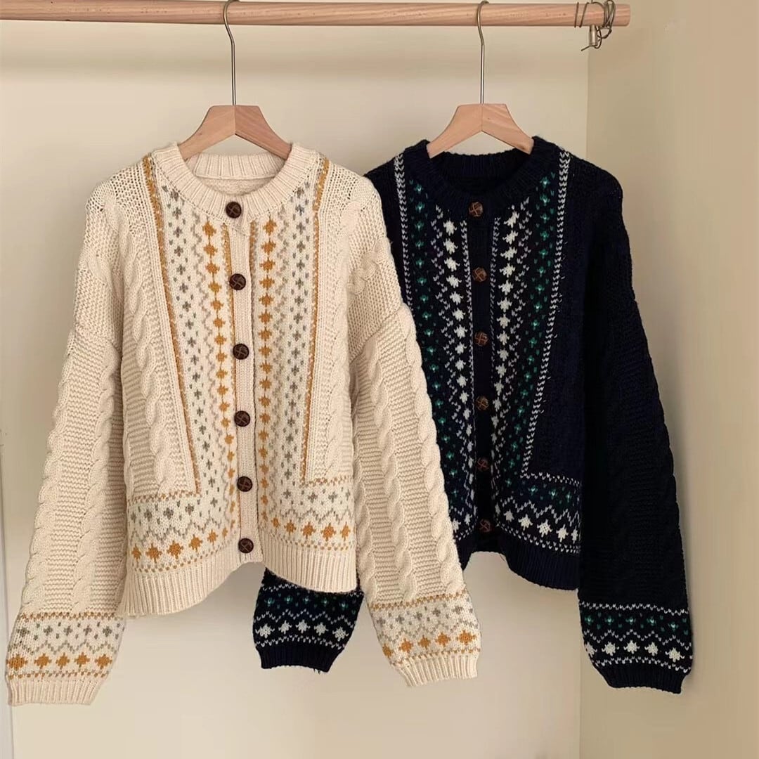【outer】ジャカードニットカーデ　M27126