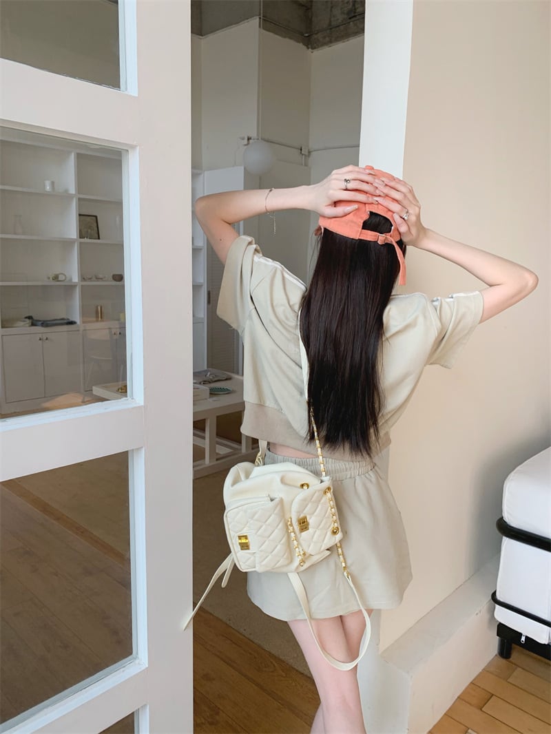 【set】ファスナートップス×キュロットパンツセット　M24805