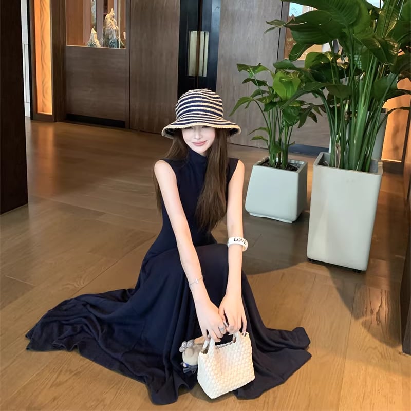 【dress】ノースリーブロングワンピース Q8262