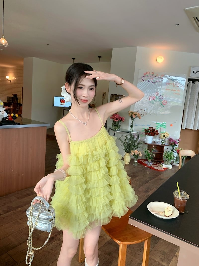 【dress】チュールコンビキャミワンピース　M29848