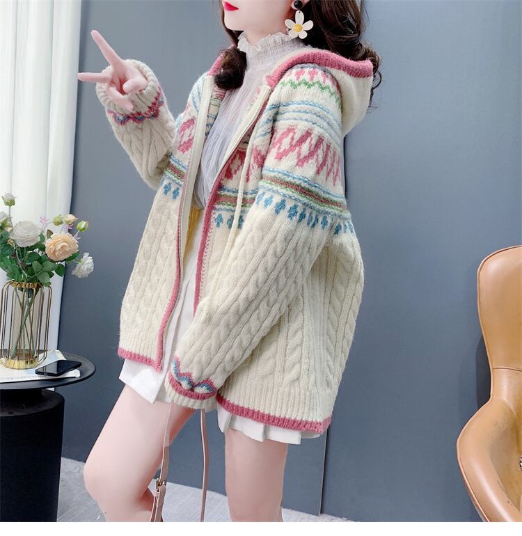 【outer】ジャカードニットカーデ　M28704