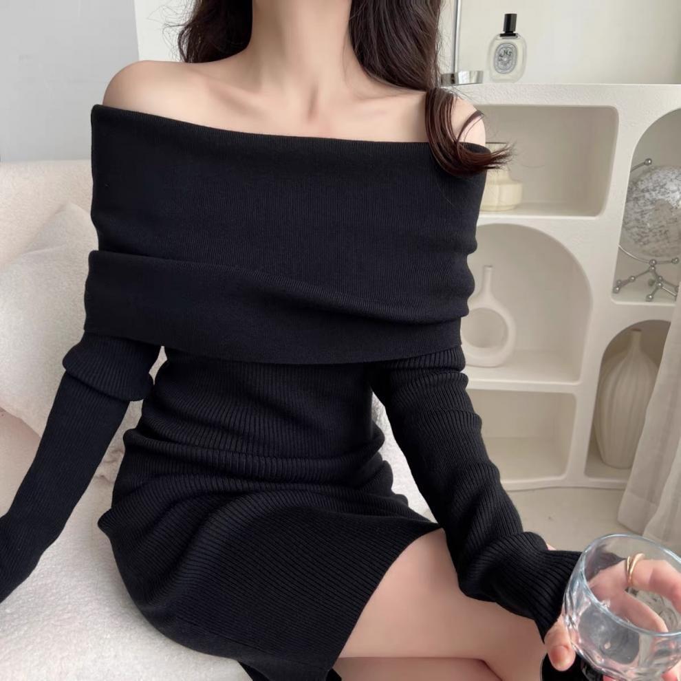 【dress】オフショルダーニットワンピース　M28033