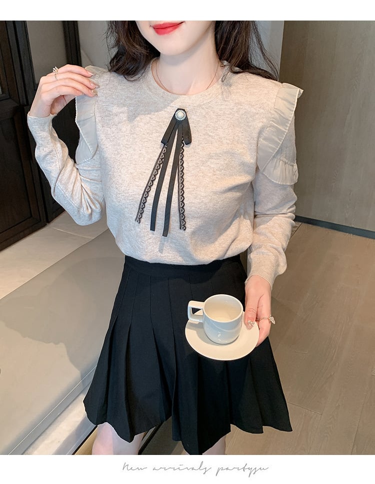 【tops】フリルニットトップス　M26211