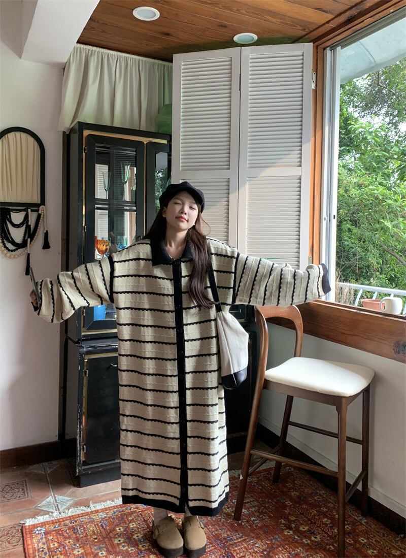 【dress】ボーダー柄ニットワンピース　M28643
