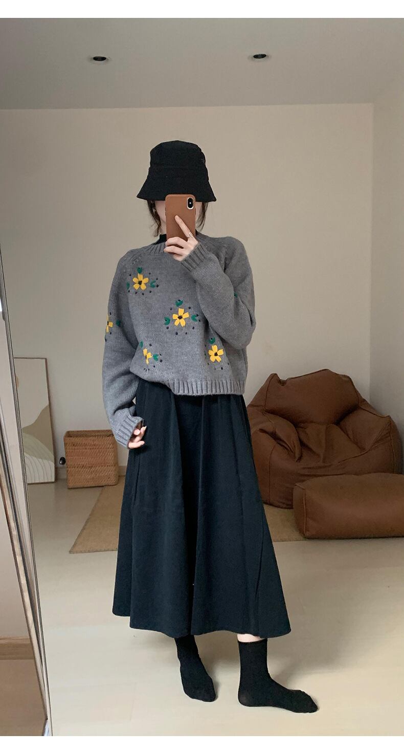 【tops】刺繍ニットセーター　M19120