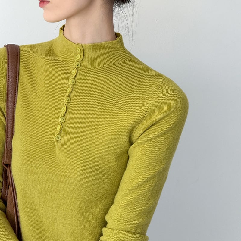 【tops】6色展開ニットトップス Q6971