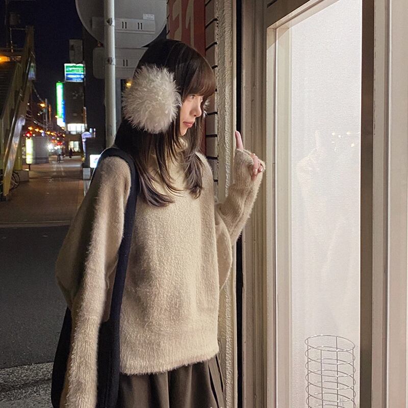 【tops】ハイネックニットトップス Q7393