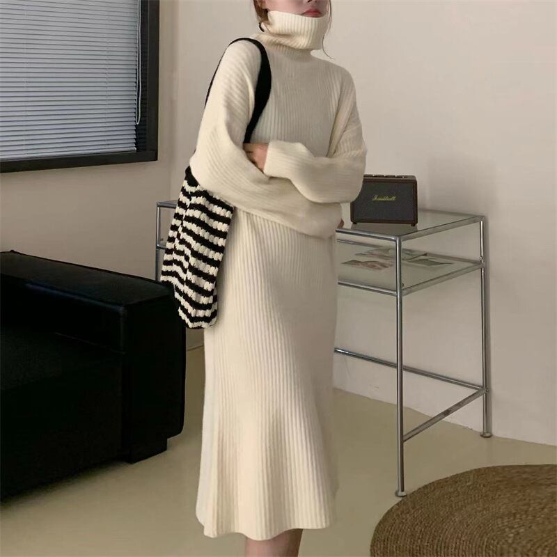 【dress】無地ニットワンピース　M19129