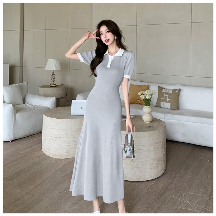 【dress】POLOネックニットワンピース G21110