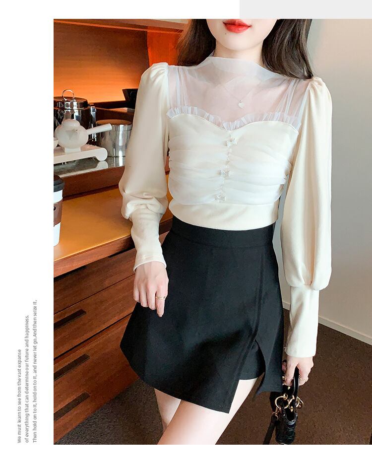 【tops】チュールコンビブラウス　M29369