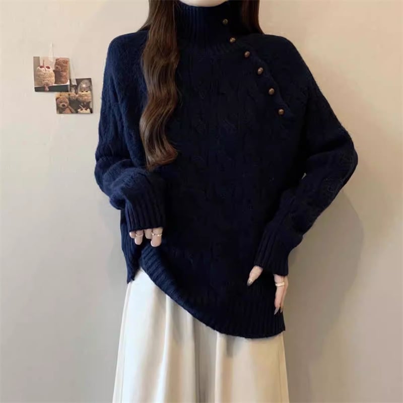 【tops】ハイネックニットトップス Q7314