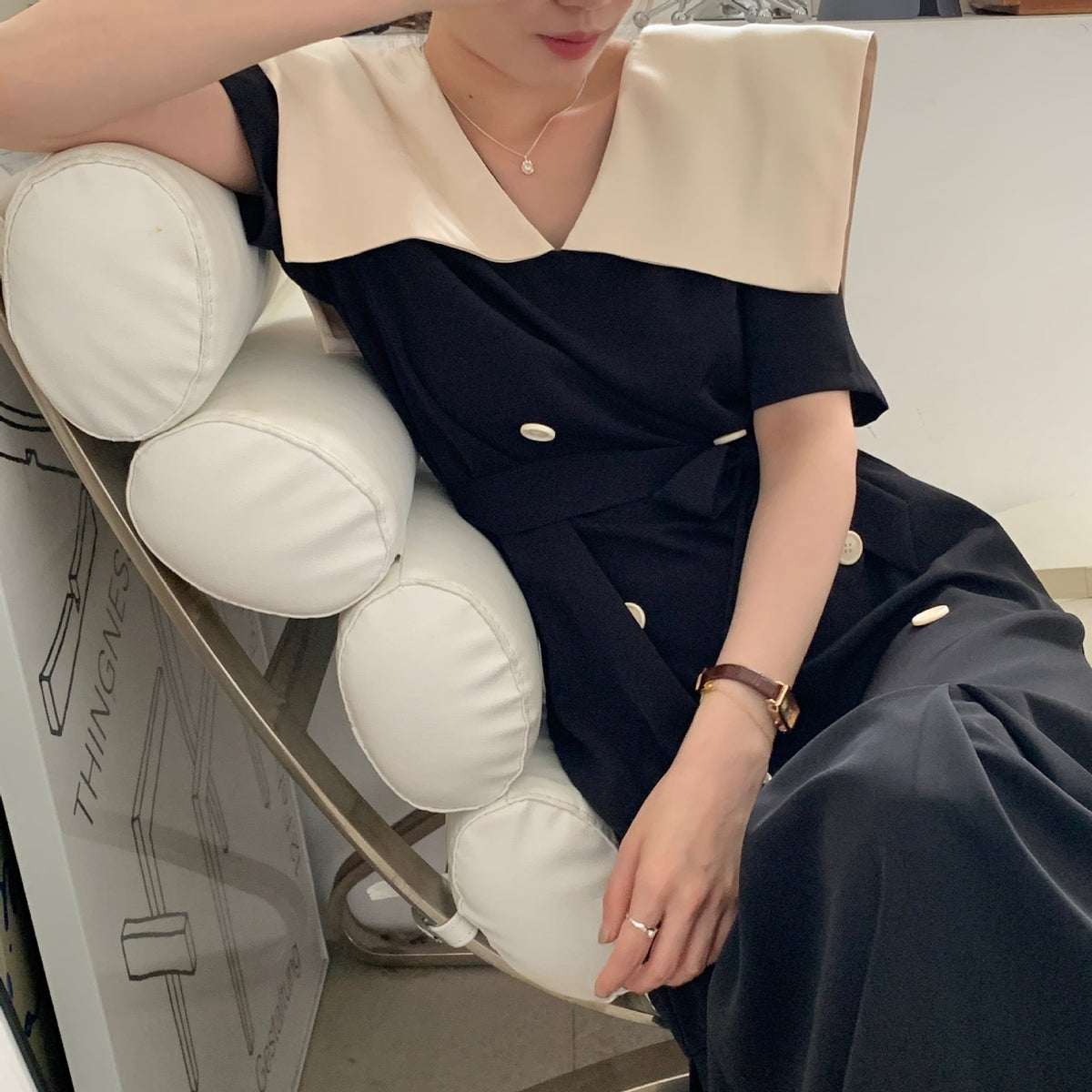 【dress】フリルダブルボタンワンピース　M24745