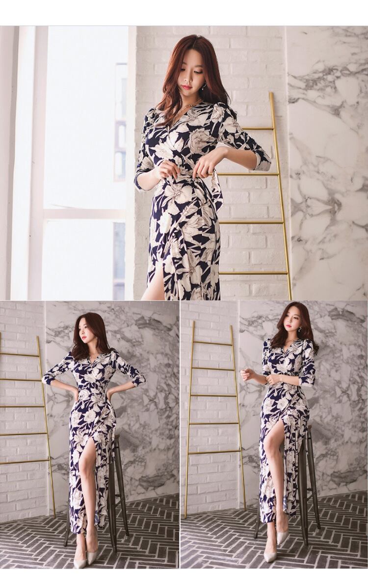 【dress】好感度UP!セクシー気質満点レトロ体型カバー着痩せVネックワンピース G2003