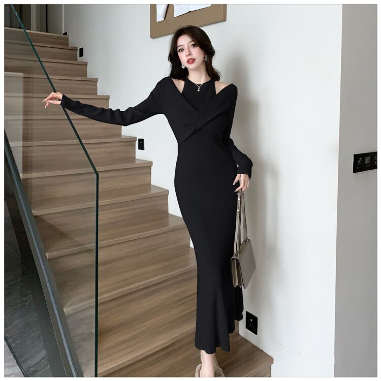【dress】切り替えニットワンピース　M28022