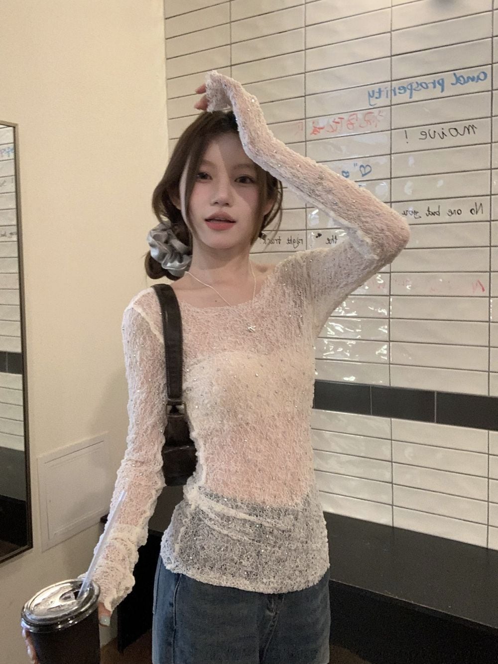 【tops】レースカットワークトップス　M25036