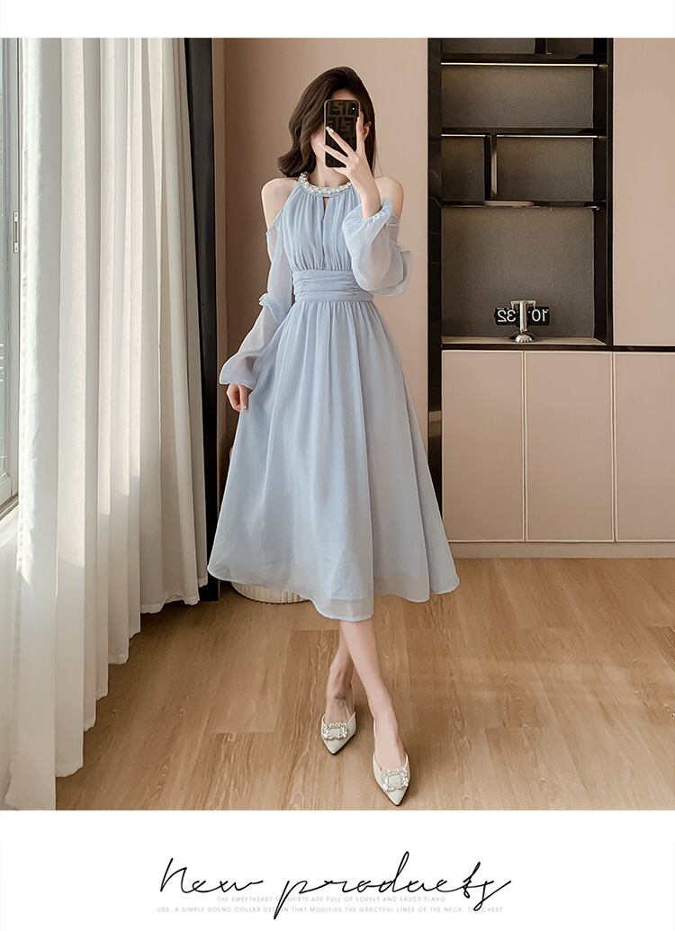 【dress】ビーズオフショルダーワンピース G20140