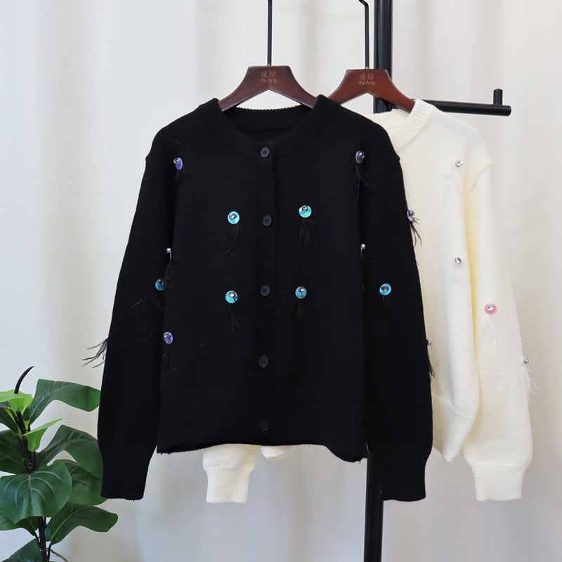 【outer】クルーネックニットカーデ　M25528