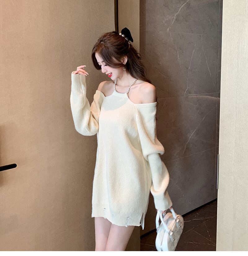【dress】オフショルダーニットワンピース　M18621