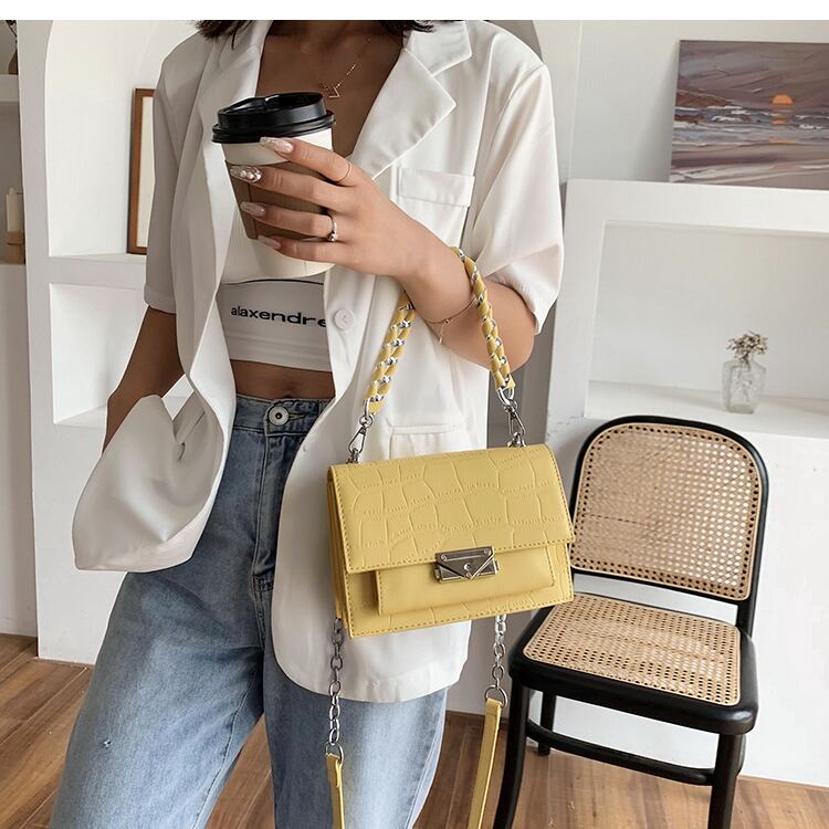 【小物】おしゃれ度高まる　ファッション無地PU肩掛け斜め掛けバッグ6色