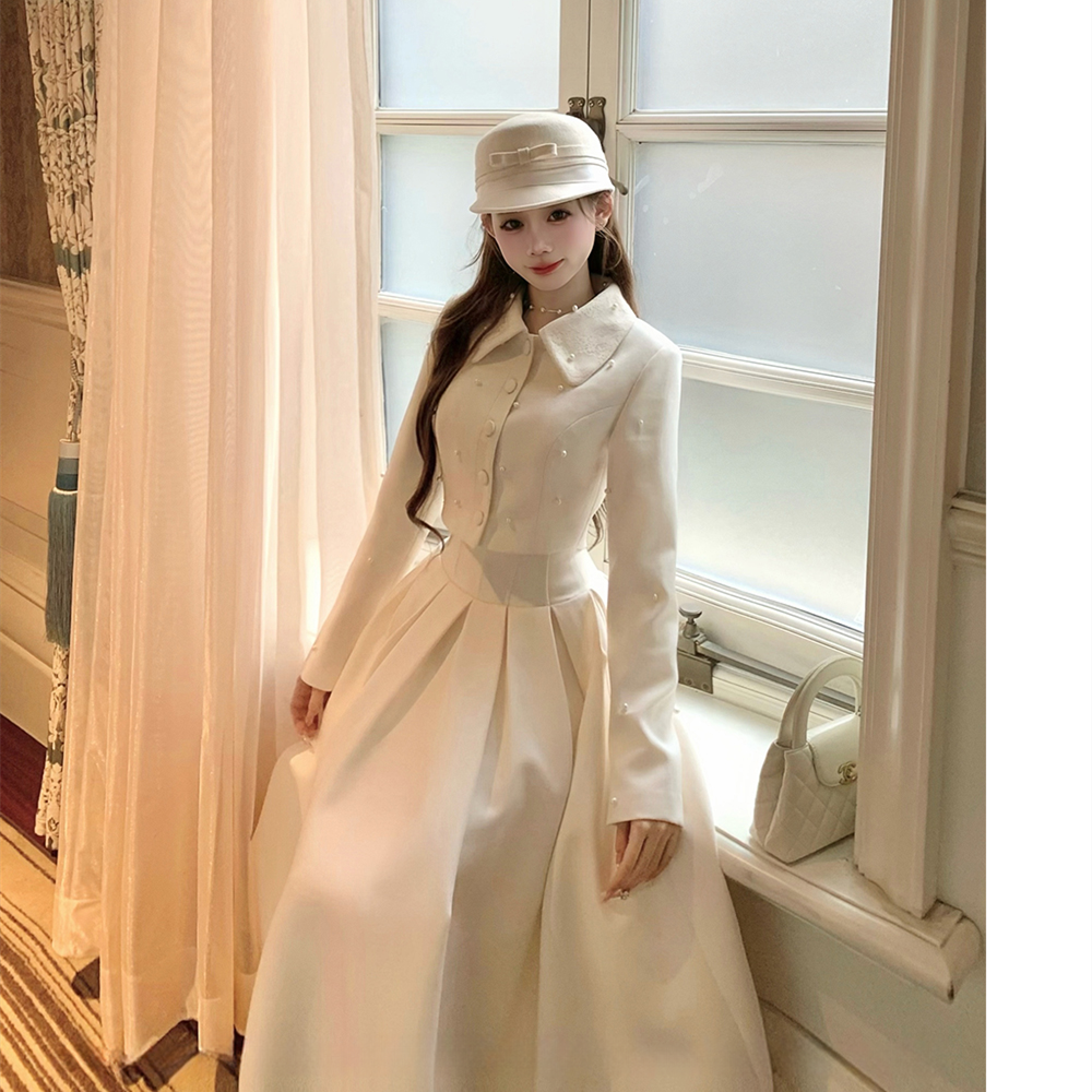 【set】パール付きショートジャケット×ロングスカートセット N3401