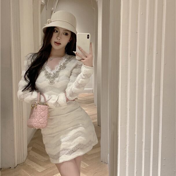 【dress】ビジューレースデートワンピース　M28176