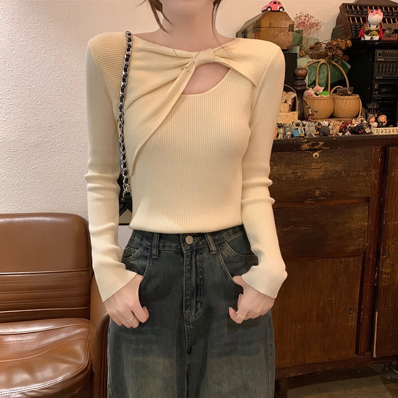 【tops】カットワークニットトップス　M25410