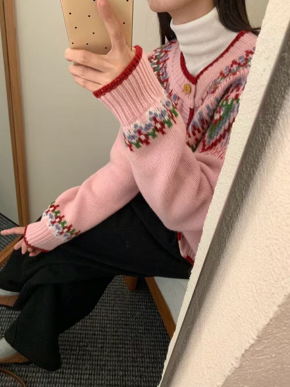 【outer】ジャカードニットカーデ　M28319