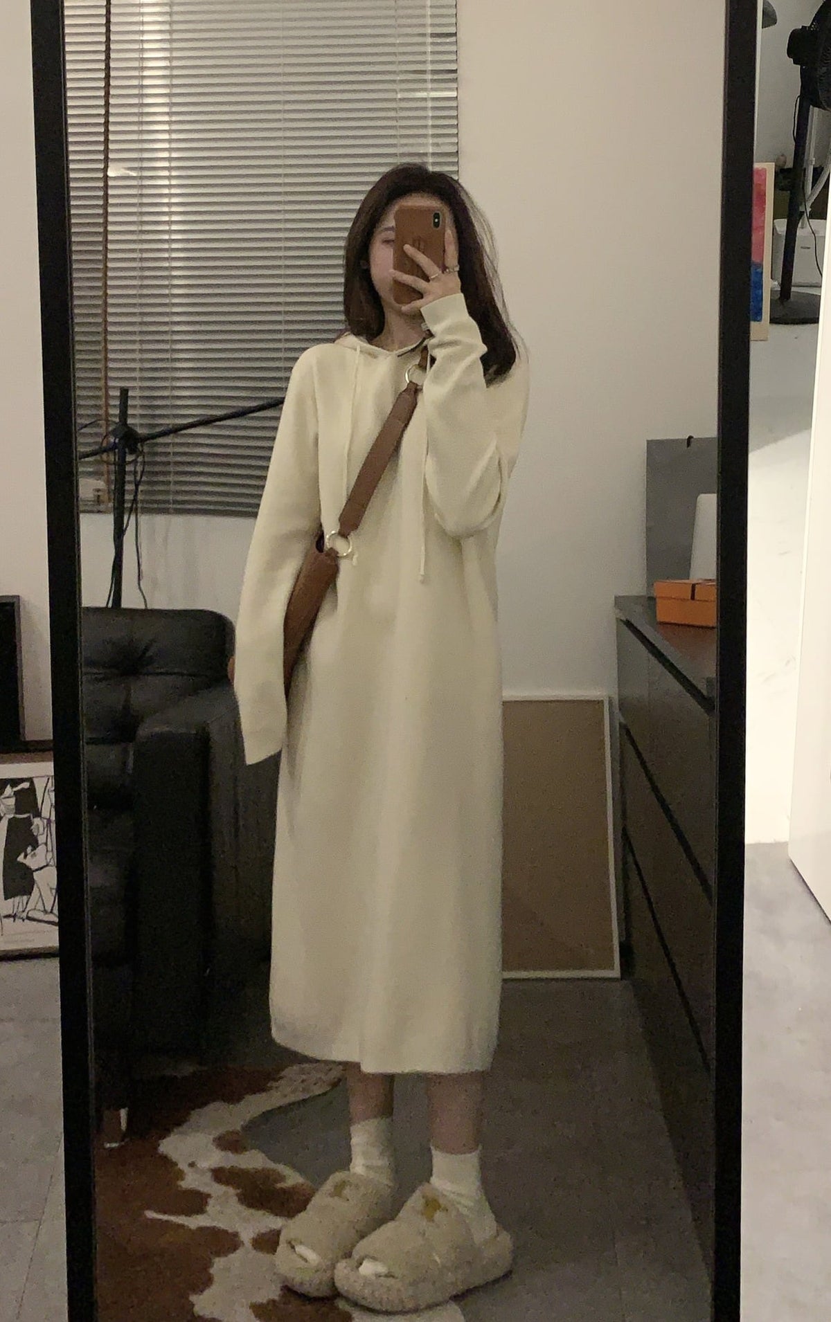 【dress】フード付きニットワンピース　M27246