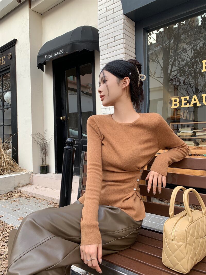 【tops】ボタンデザインニットトップス　M27950
