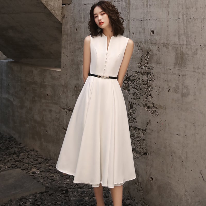 【dress】ノースリーブAラインフレアワンピース Q8438