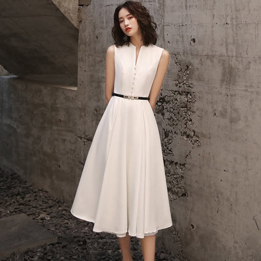 【dress】ノースリーブAラインフレアワンピース Q8438