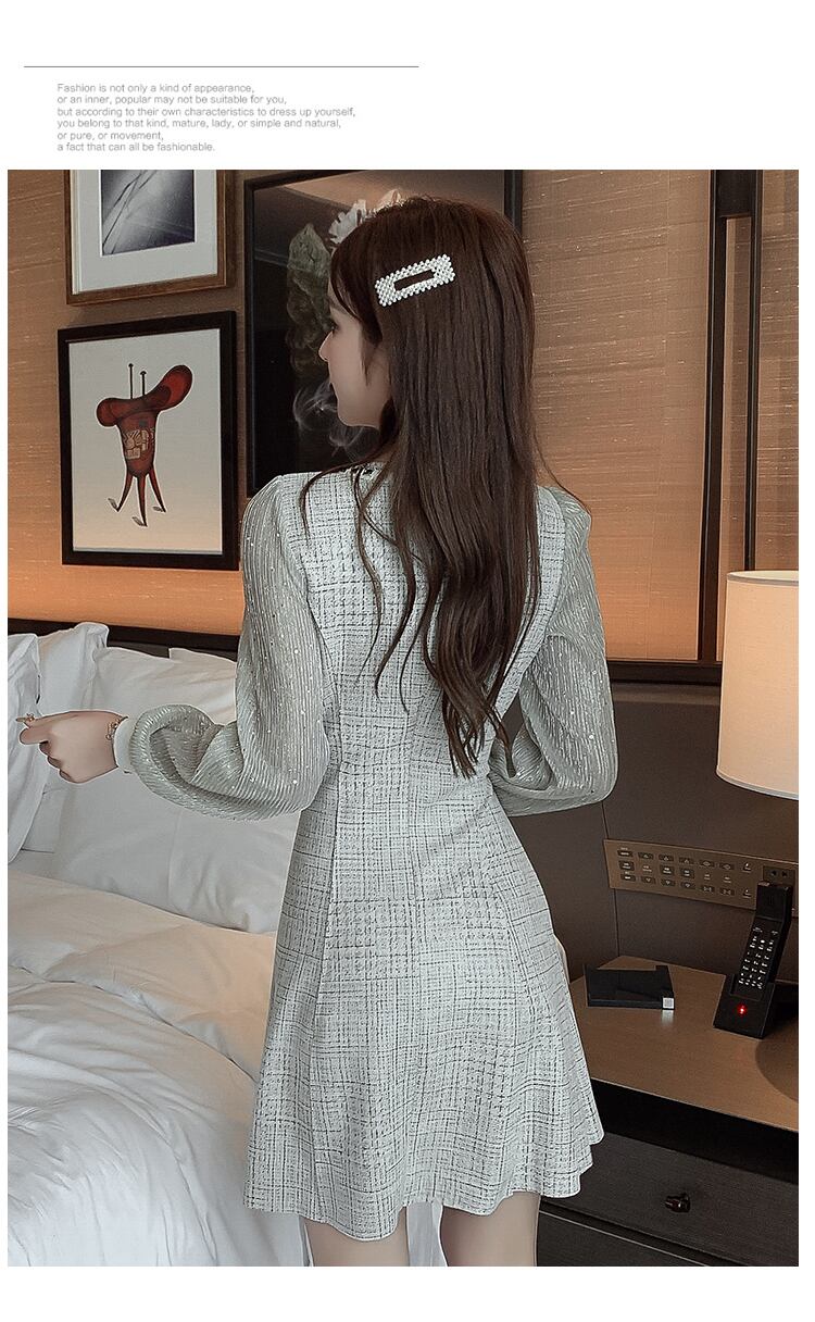 【dress】気質満点春秋スウィート長袖体型カバー着痩せワンピース G1706