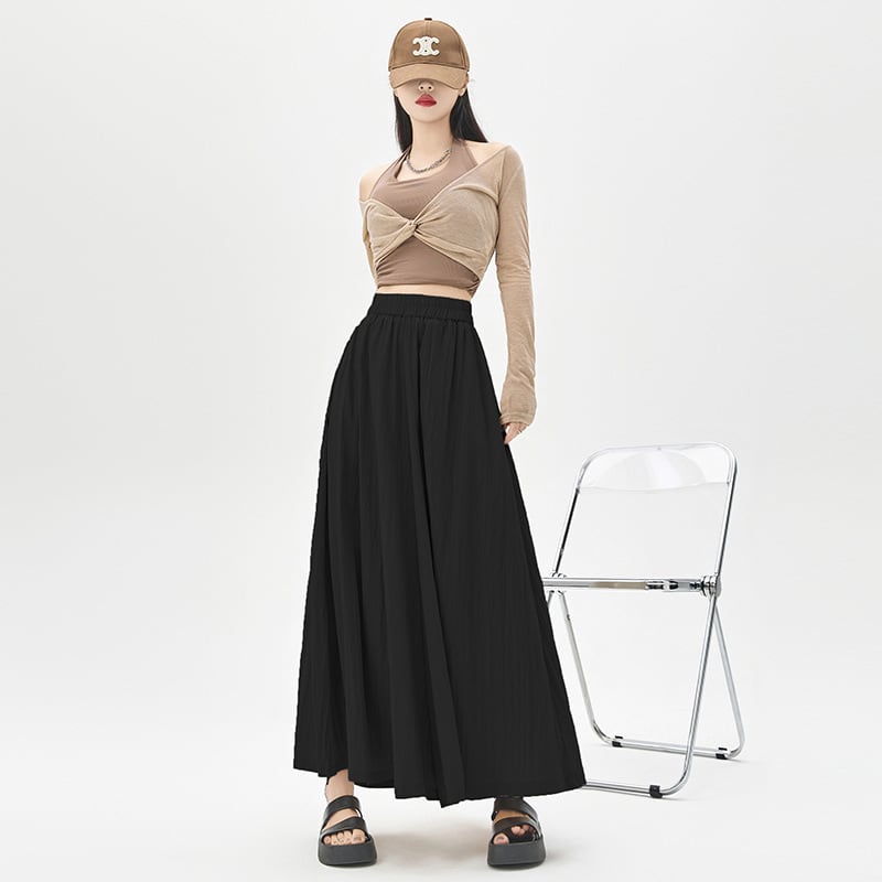 【bottoms】3色ウエストゴムガウチョパンツF7490