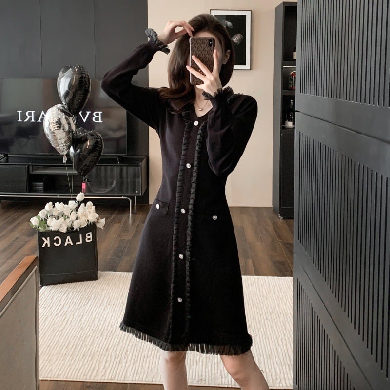 【dress】Vネックニットワンピース　M25490