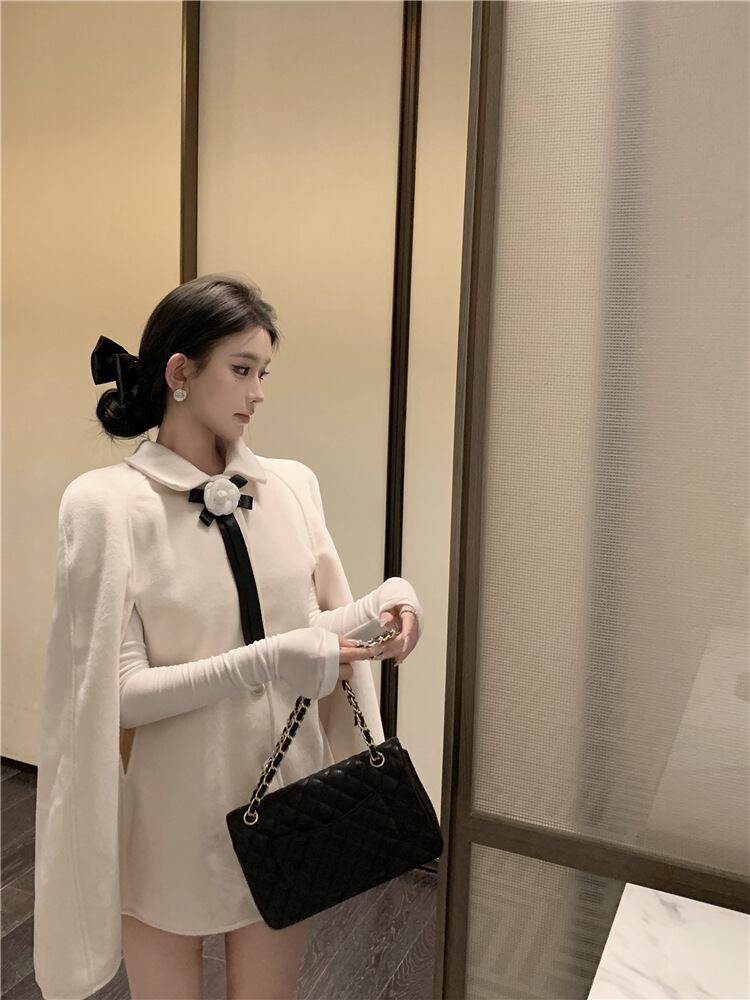 【outer】裹起毛ケープコート　M27955