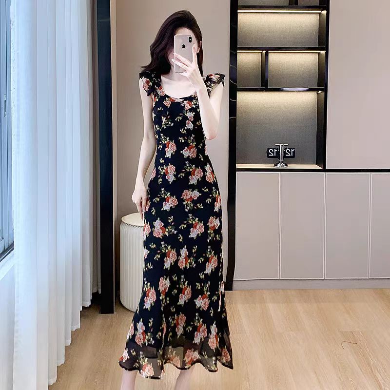 【dress】フレンチスリーブ花柄ワンピースG21734