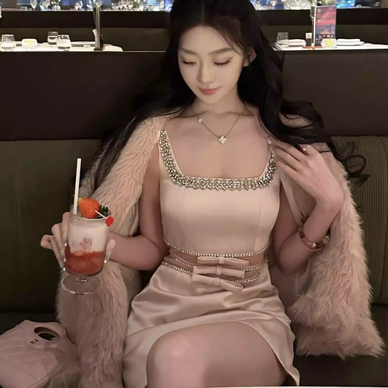 【dress】チュールドッキングキャミワンピース Q7854