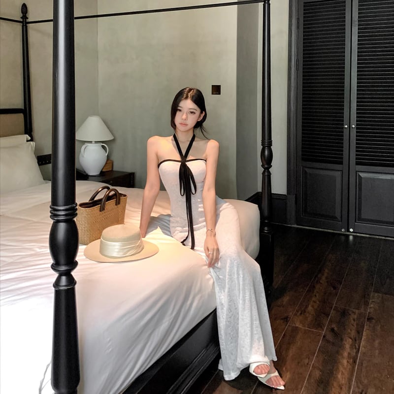 【dress】ホルターネックロングワンピース Q8392