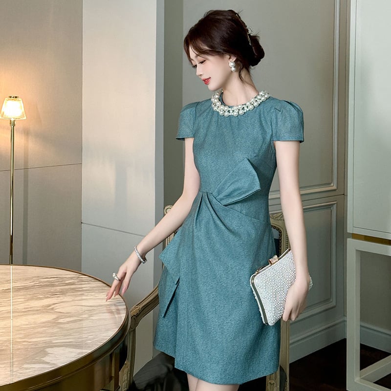【dress】パールリボン付きワンピース　M24042