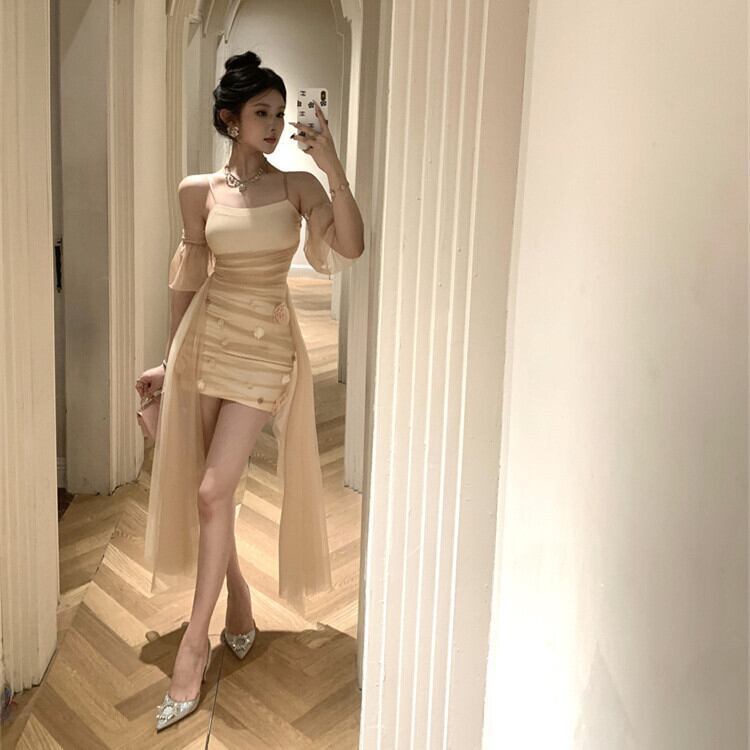 【dress】チュールコンビワンピース　M29355