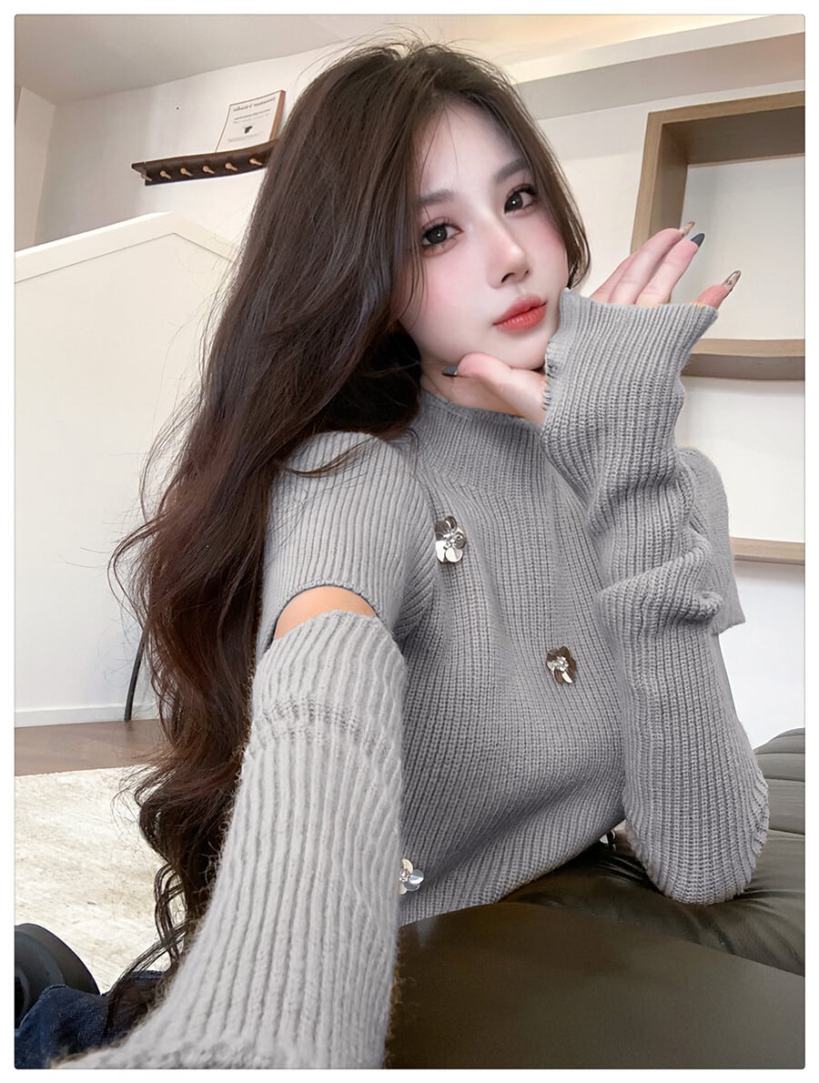 【tops】ニットトップスアームカバー付き　M27531