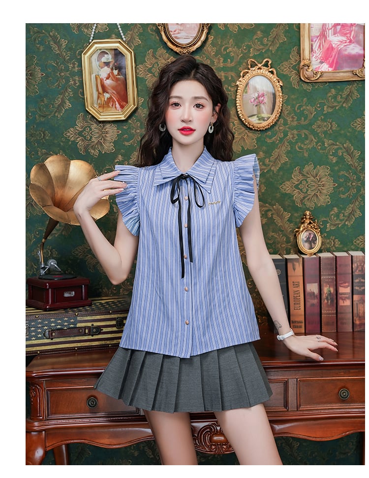 【tops】ストライプ柄ブラウスG21344