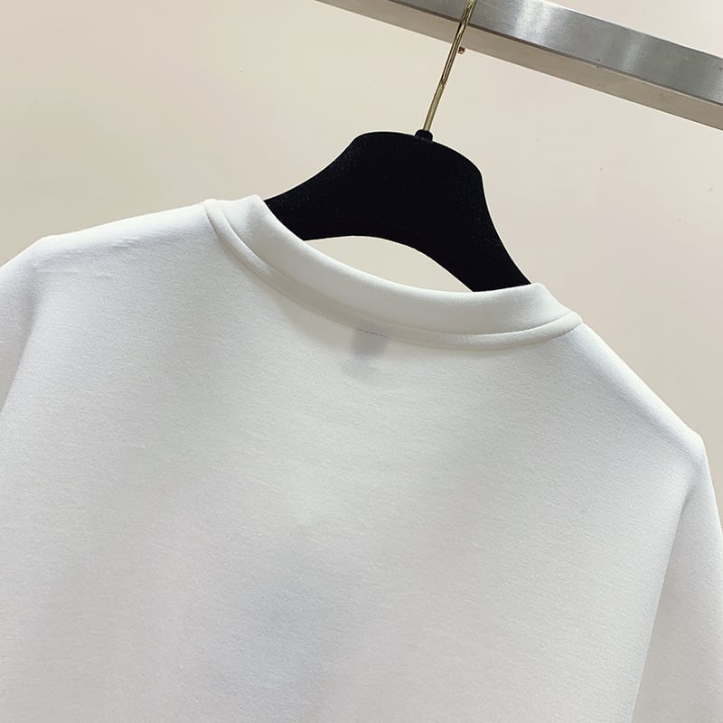 【tops】半袖英字柄フリンジＴシャツF7457