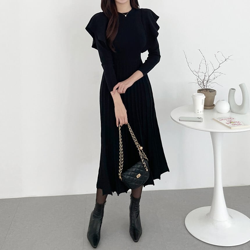 【dress】フリルニットワンピース　M26191