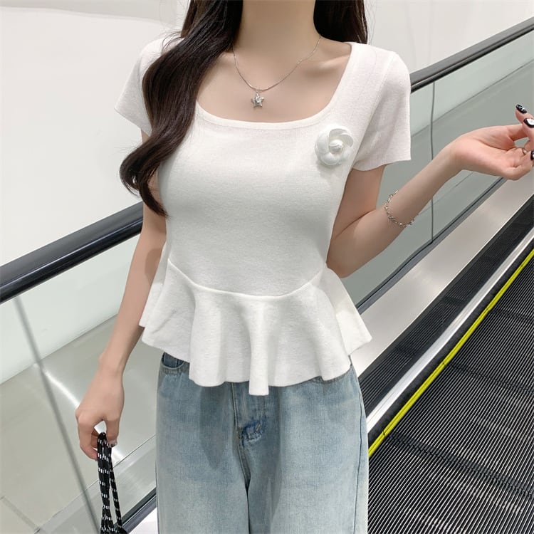 【tops】立体フラワーニットトップス　M24585