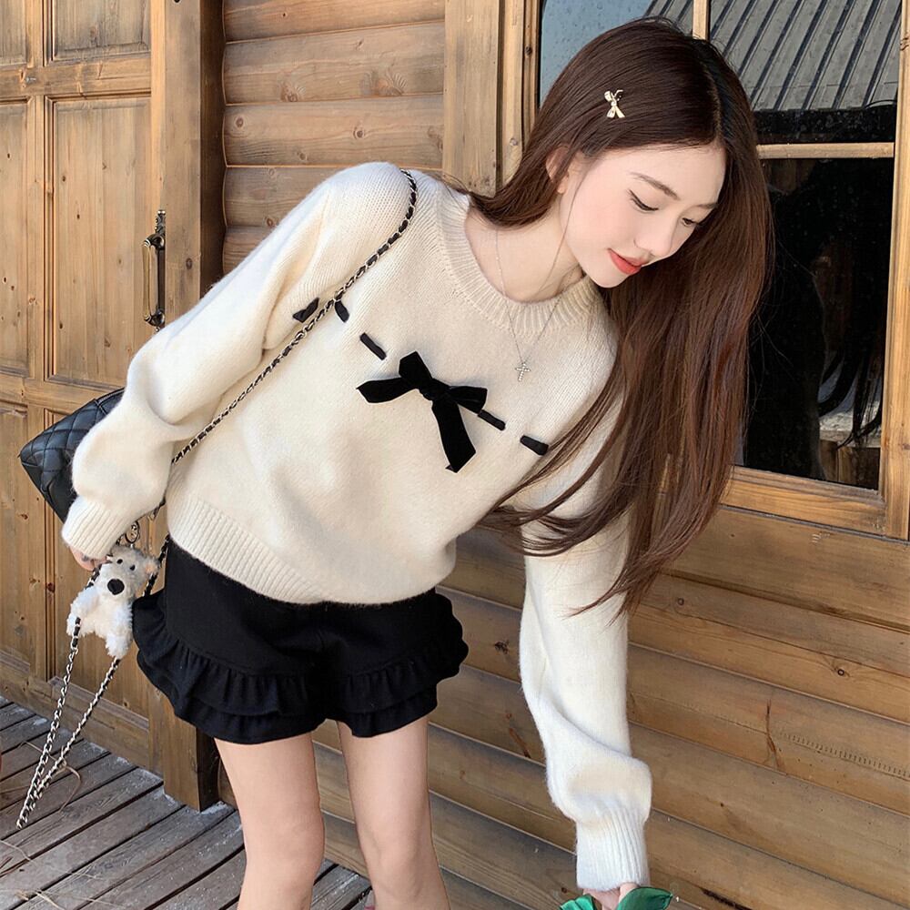 【tops】リボン付きニットセーター　M28635